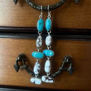 Kingman and White Buffalo statement dangle earrings